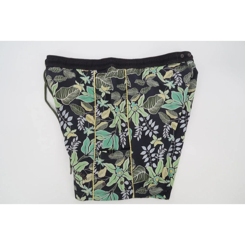 Tommy Bahama Mens XXL Black Green Floral Swim Trunks Lined‎ Shorts Size 2XL